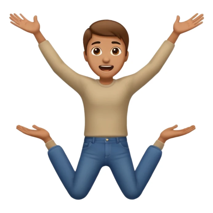 Guy emoji with hands up and out saying why with his pants by his ankles sticker