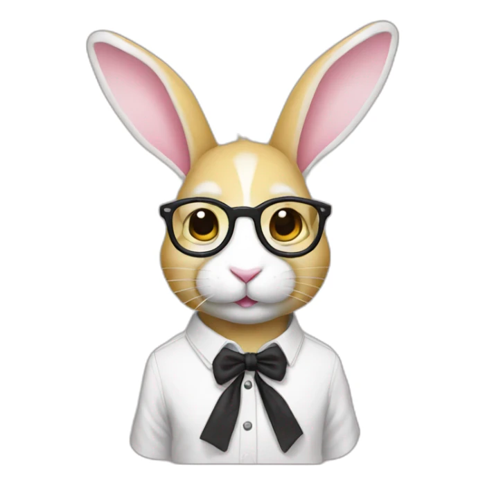 Specialist rabbit pink with glasses black wears shirt yellow sticker