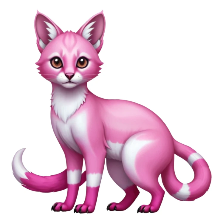 Colorful tropical pearly-albino-white iridescent glorious exotic cute cool beautiful shiny beautiful fantasy-caracal-civet-genet-sergal-vernid-Cacomistle-oncilla-animal-Fakémon-hybrid-fursona (full body) sticker