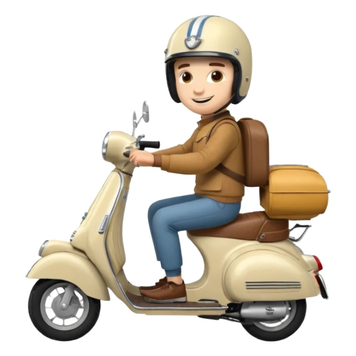 A classic vespa rider with my brothers face. sticker