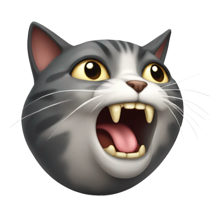 cat shaking its toung out its mouth looking evil sticker