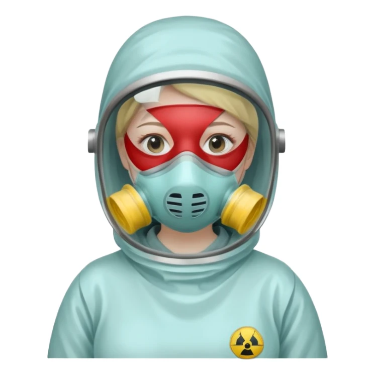 lady cleaning excessively and feeling anxious wearing a mask sticker