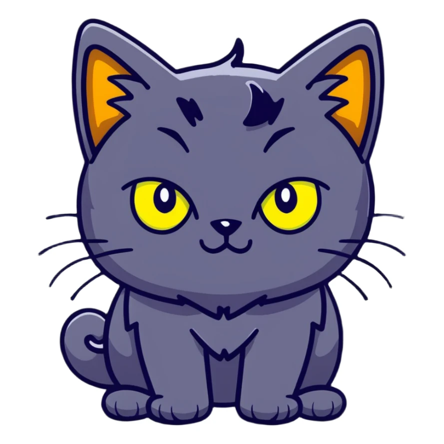 halloween cat with glowing yellow eyes and raised fur sticker