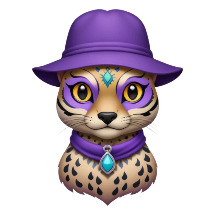 tattooed animal with purple hat sticker