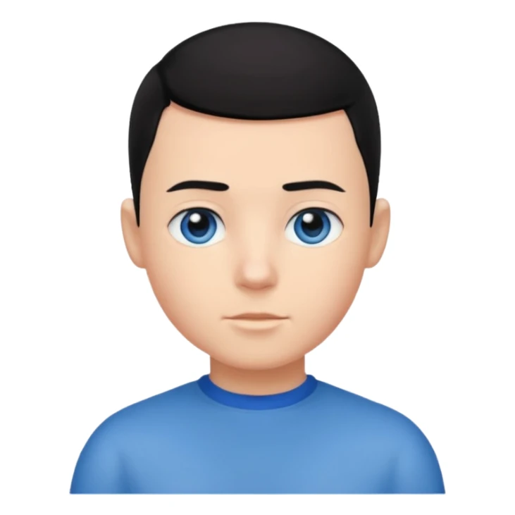 create a long buzz haircut boy that has black hair sticker