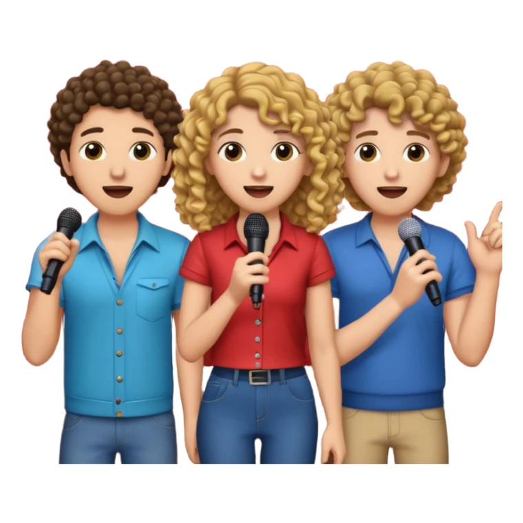 3 amigas en un karaoke cantando una chica rizada y las oreas pelo liso sticker