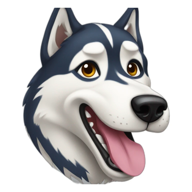 A running husky with a long tongue  sticker