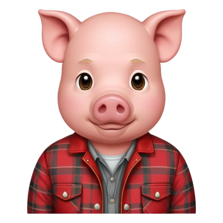pig man with grey shirt and red plaid jacket sticker