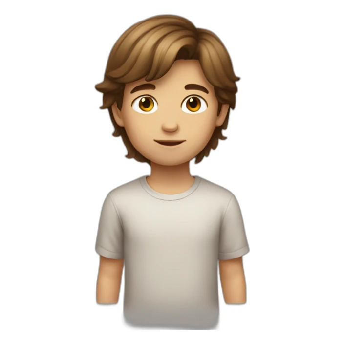 Little boy long brown hair sticker