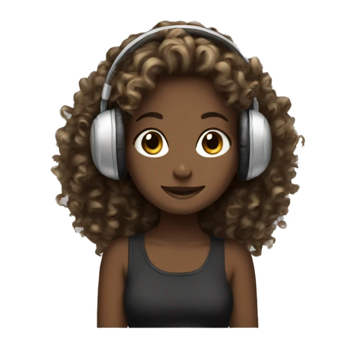 headphones dark brown with Blondie curly girl sticker