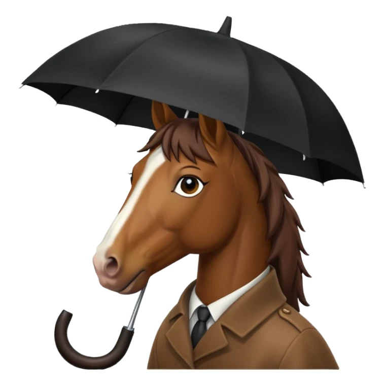 horse with black umbrella closeup view sticker