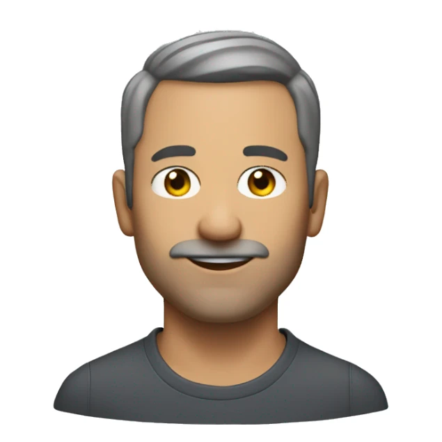 45 yo man, very short hair, almost shaved. shortbeard. Salt and pepper tone sticker