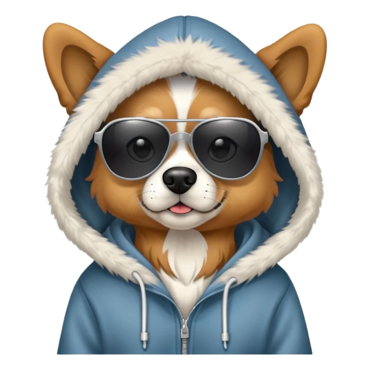 Dog wearing a hoodie and sunglasses  sticker