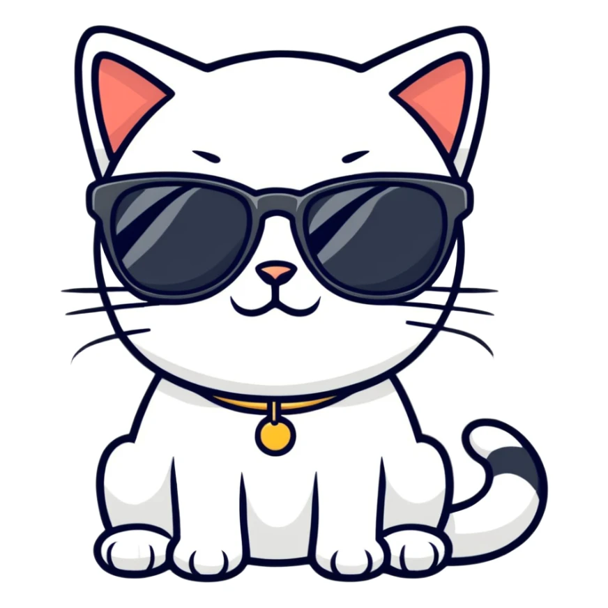 Cat with sunglasses sticker