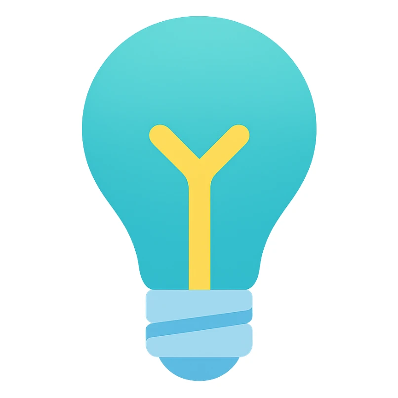Light bulb icon,  flat emoji style, outline with blue and turquoise colors sticker