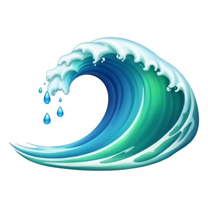 wave emoji, blue and green blend sticker