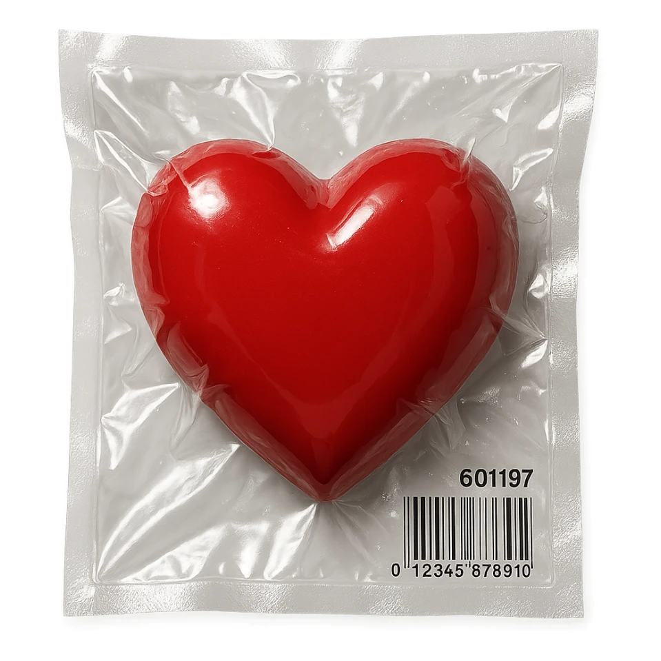 heart, glossy and puffy, vacuum-sealed style sticker