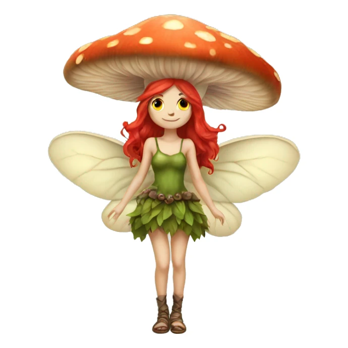 mushroom fairy with red hair sticker