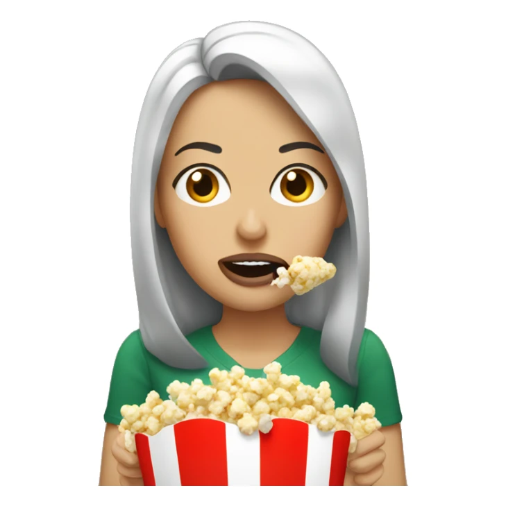 White brunette woman putting popcorn in her mouth sticker