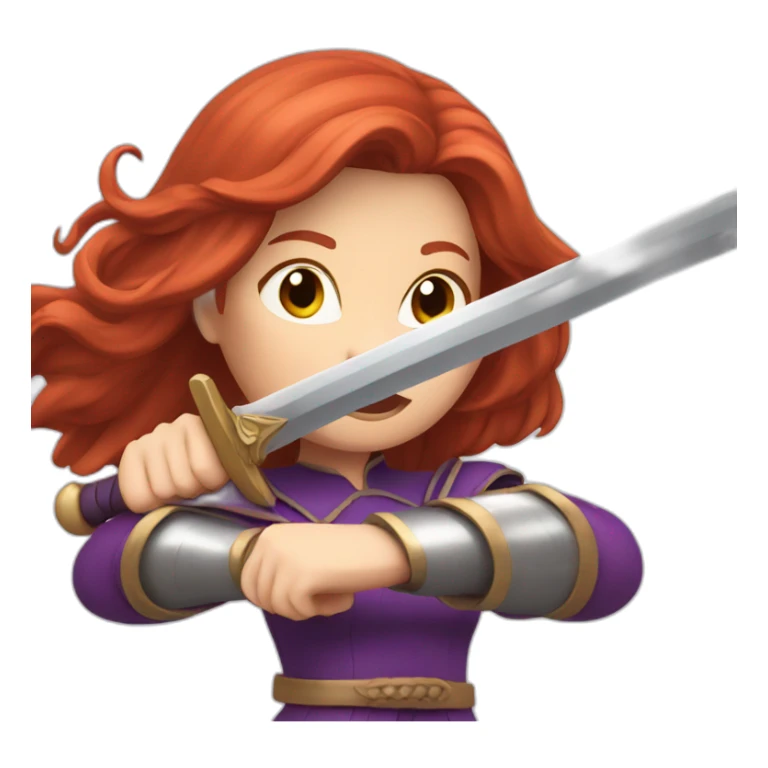 redhead women in purple fighting with sword sticker