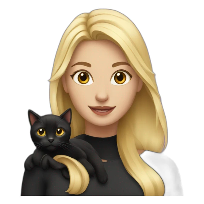 blond woman and black cat sticker
