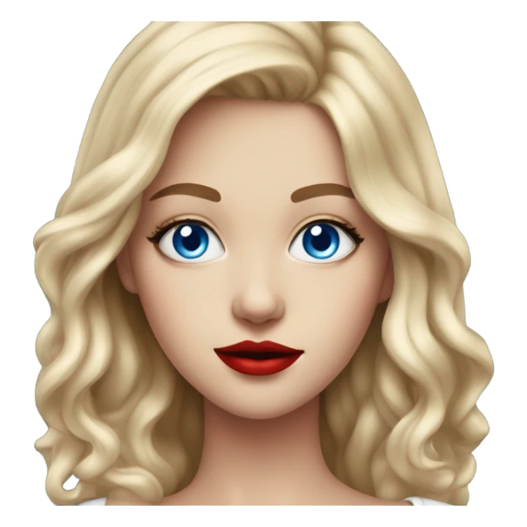 Realistic girl, blue eyes, red lipstick and fantastic  sticker