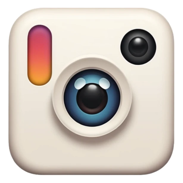 Create a [Instagram] in a minimalist, playful hand-drawn doodle style, using thick, uneven black outlines and keeping the object white with two small black dot eyes. Center the anthropomorphic object within a solid-colored circular background, maintaining the simple, cartoonish feel. sticker