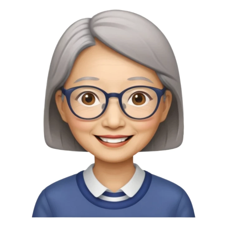 Elder asian woman with glasses sticker