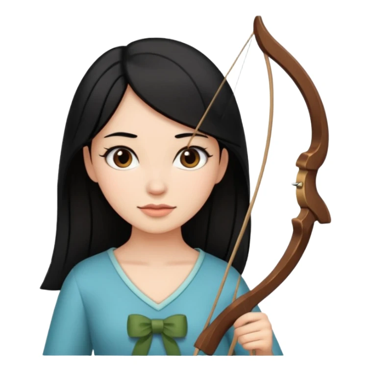 Creami una donna  con capelli neri con un arco sticker