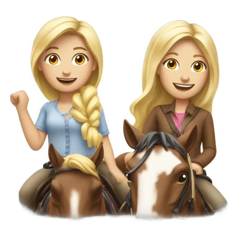 Two blonde girls horseback riding sticker