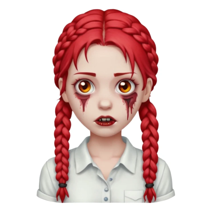 zombie girl with red braids and white shirt sticker