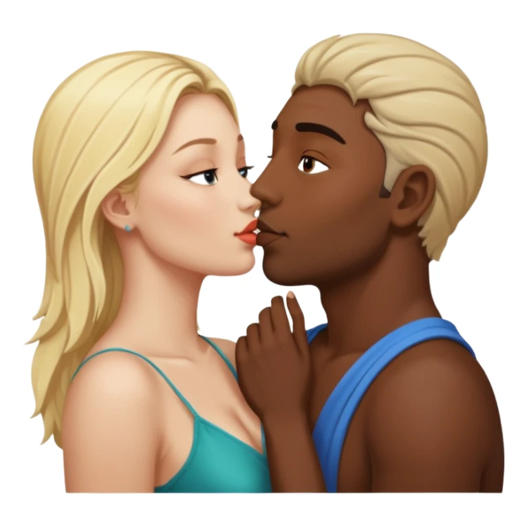 Indian man kisses blonde white woman sticker