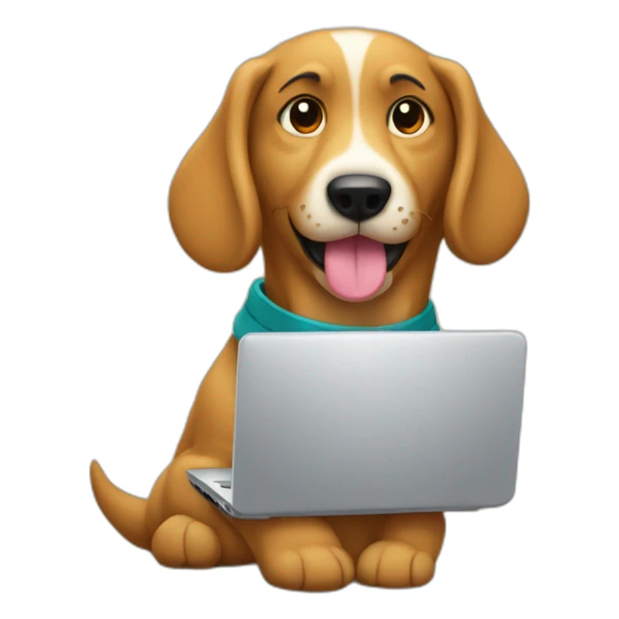 Perro vendiendo por laptop sticker