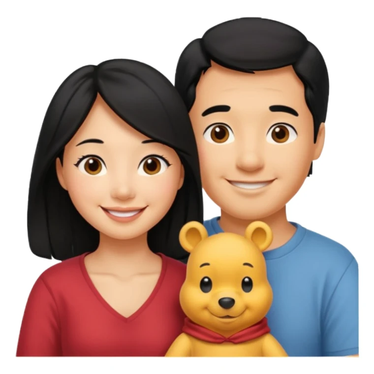 Husband and wife Winnie the Pooh and Asian girlfriend sticker