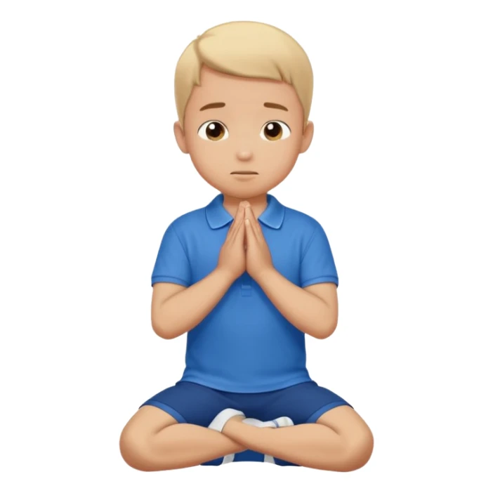 In Niño arrodillado orando con polo azul sticker