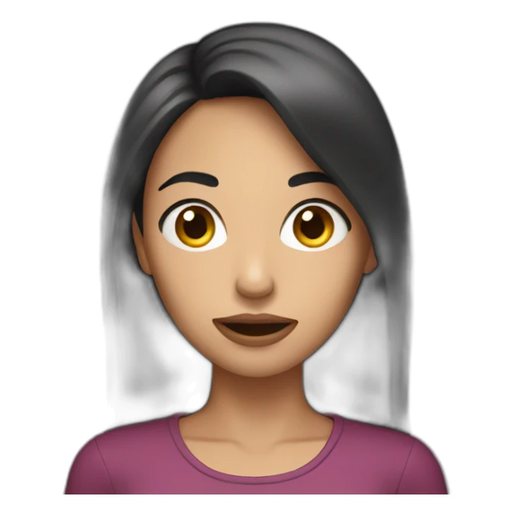 Woman with dark hair hungry sticker