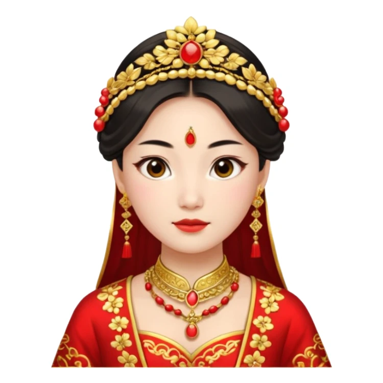 Chinese bride getup, heavy jewelary, traditional. sticker