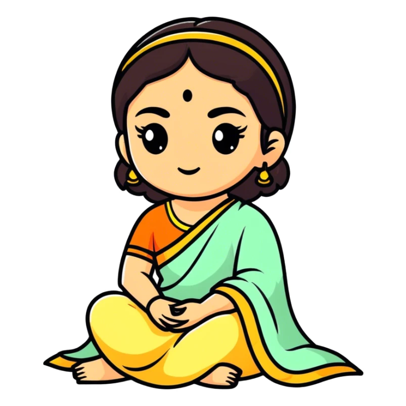 Lady sita dark hair, big eyes and Dark eyes sticker