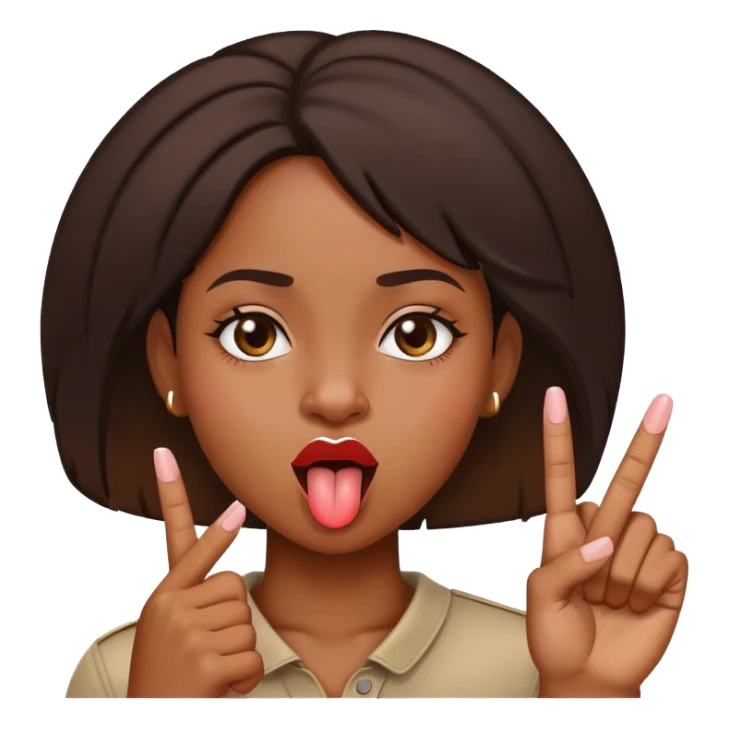 Black girl sticking up middle finger with tongue out sticker