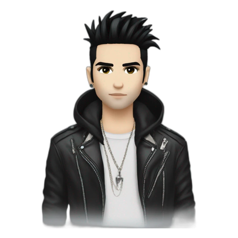 Bill Kaulitz black hair down with blonde highlights emo sticker