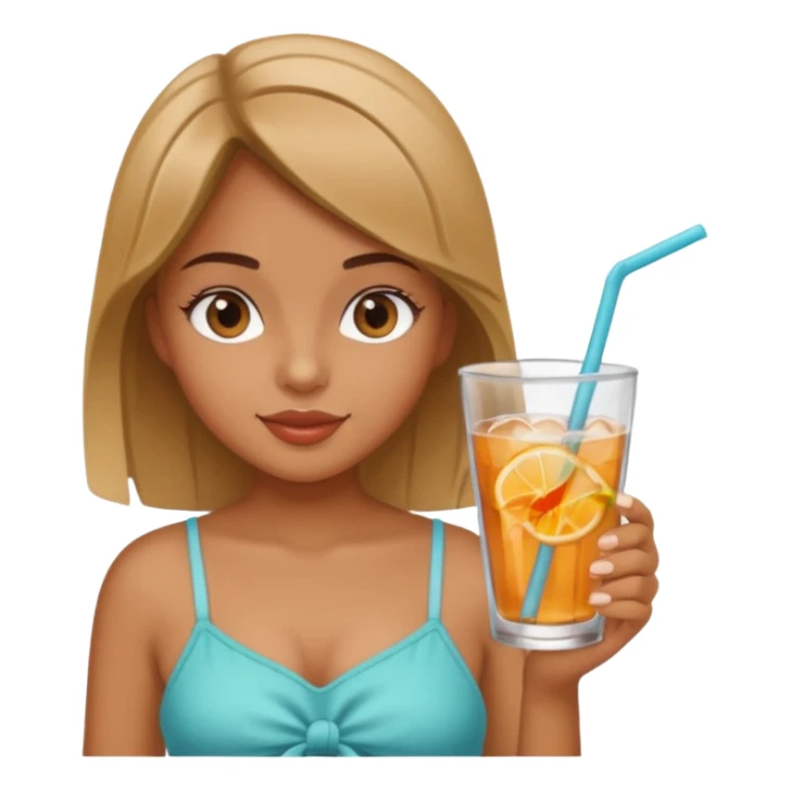 girl with drink , beach style glass sticker