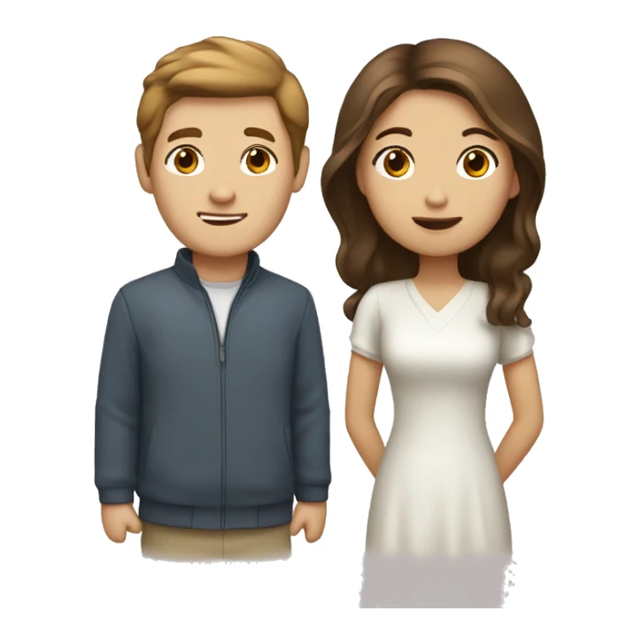 Brown haird asian girl with brown haired white guy sticker