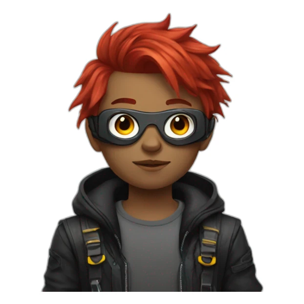 cyberpunk boy with red hair sticker