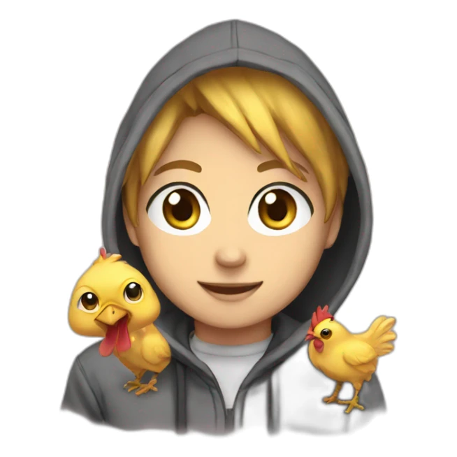 Anime  with chicken hoodie sticker