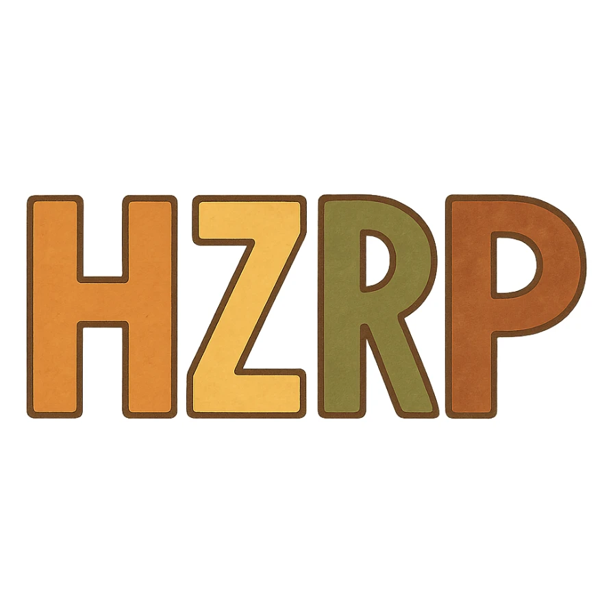 letters HZRP as a logo in distinct flat warm colors illustration style sticker