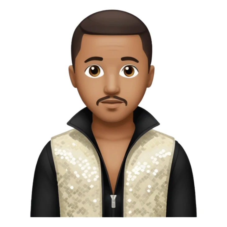 Marques Houston with dark brown hair, ivory sequin outfit sticker