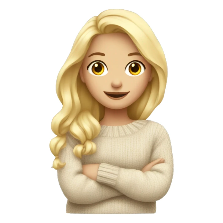 Cozy blond girl with sweater sticker