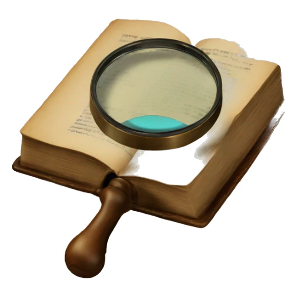 vintage book with magnifying glass sticker