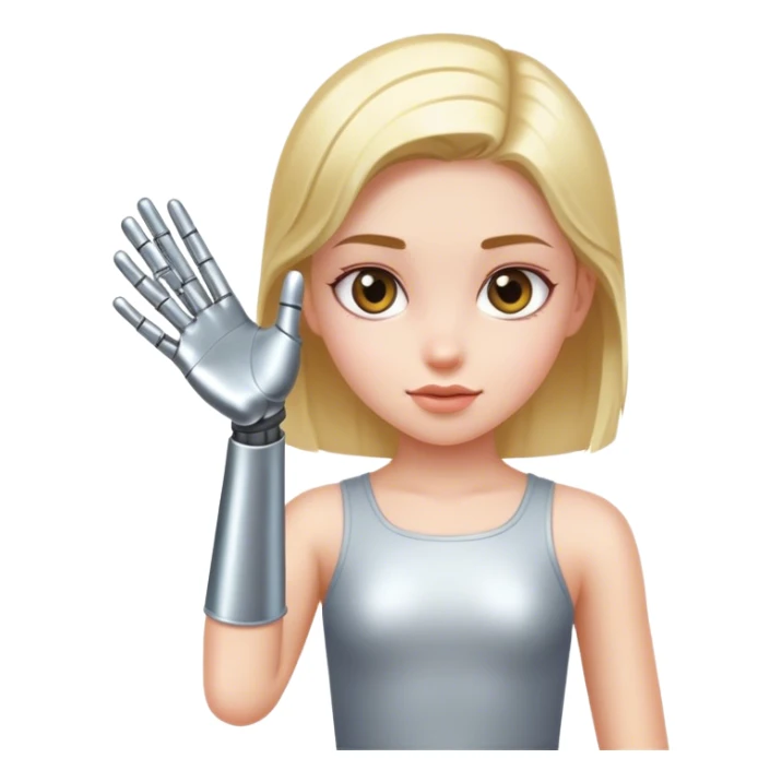 Girl with metallic arm sticker