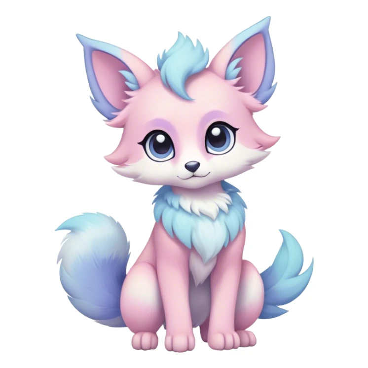 Kawaii bright fantasy ethereal anthro fursona Fakemon with tufted tail  sticker